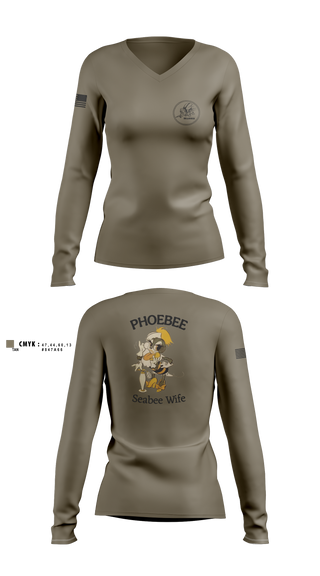Womens Long Sleeve Vneck Shirt, Seabee Wifes, Navy, Teamtime, Team time, sublimation, custom sports apparel, team uniforms, spirit wear, spiritwear, sports uniforms, custom shirts, team store, custom team store, fundraiser sports, apparel fundraiser
