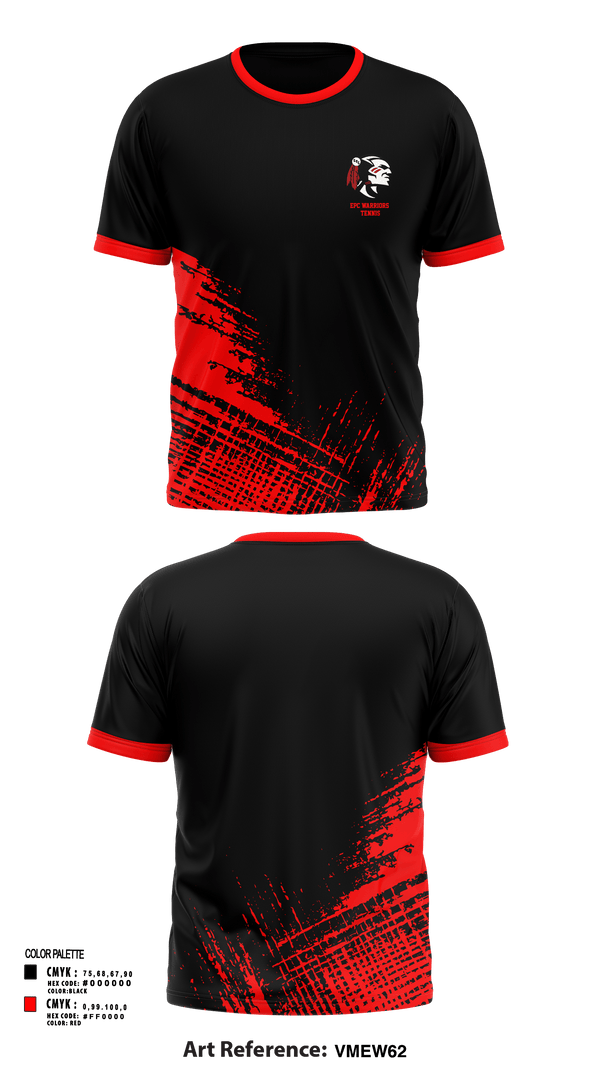 Short Sleeve Performance Shirt, EPC Warriors Tennis, Tennis, Teamtime, Team time, sublimation, custom sports apparel, team uniforms, spirit wear, spiritwear, sports uniforms, custom shirts, team store, custom team store, fundraiser sports, apparel fundraiser