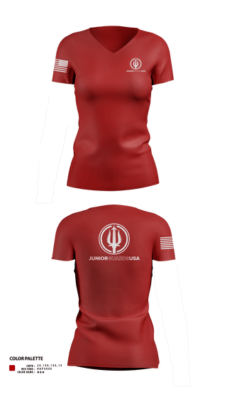 Womens Short Sleeve Vneck Shirt, Junior Guards USA, Swimming, Teamtime, Team time, sublimation, custom sports apparel, team uniforms, spirit wear, spiritwear, sports uniforms, custom shirts, team store, custom team store, fundraiser sports, apparel fundraiser