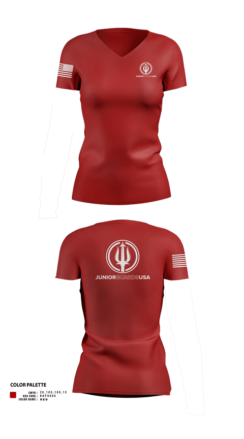 Womens Short Sleeve Vneck Shirt, Junior Guards USA, Swimming, Teamtime, Team time, sublimation, custom sports apparel, team uniforms, spirit wear, spiritwear, sports uniforms, custom shirts, team store, custom team store, fundraiser sports, apparel fundraiser