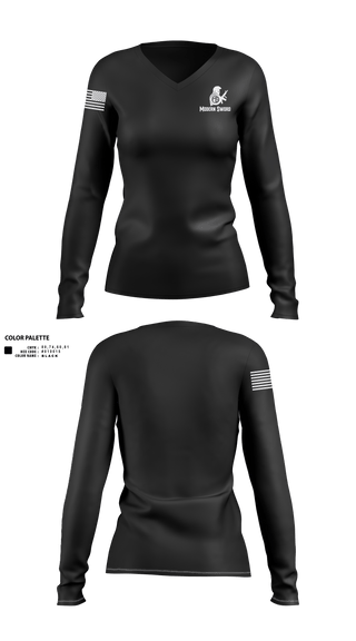 Womens Long Sleeve Vneck Shirt, Modern Sword, , Teamtime, Team time, sublimation, custom sports apparel, team uniforms, spirit wear, spiritwear, sports uniforms, custom shirts, team store, custom team store, fundraiser sports, apparel fundraiser