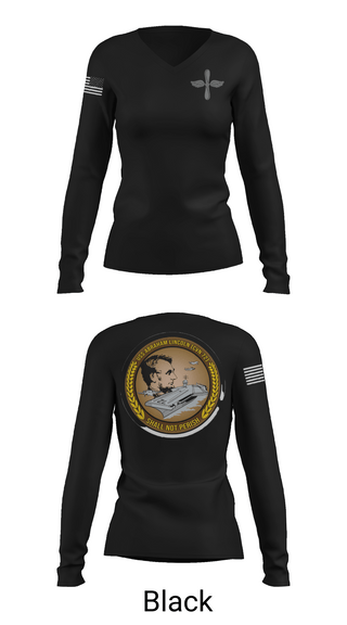Womens Long Sleeve Vneck Shirt, CVN 72 Abraham Lincoln, , Teamtime, Team time, sublimation, custom sports apparel, team uniforms, spirit wear, spiritwear, sports uniforms, custom shirts, team store, custom team store, fundraiser sports, apparel fundraiser