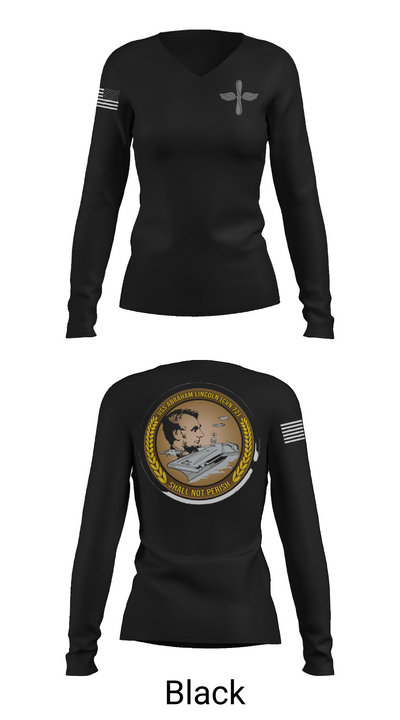 CVN 72 Abraham Lincoln 88368148 Women's Long Sleeve V-neck Shirt - 35