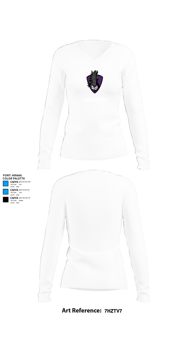 Womens Long Sleeve Vneck Shirt, Iron Horses, Men's Lacrosse, Teamtime, Team time, sublimation, custom sports apparel, team uniforms, spirit wear, spiritwear, sports uniforms, custom shirts, team store, custom team store, fundraiser sports, apparel fundraiser