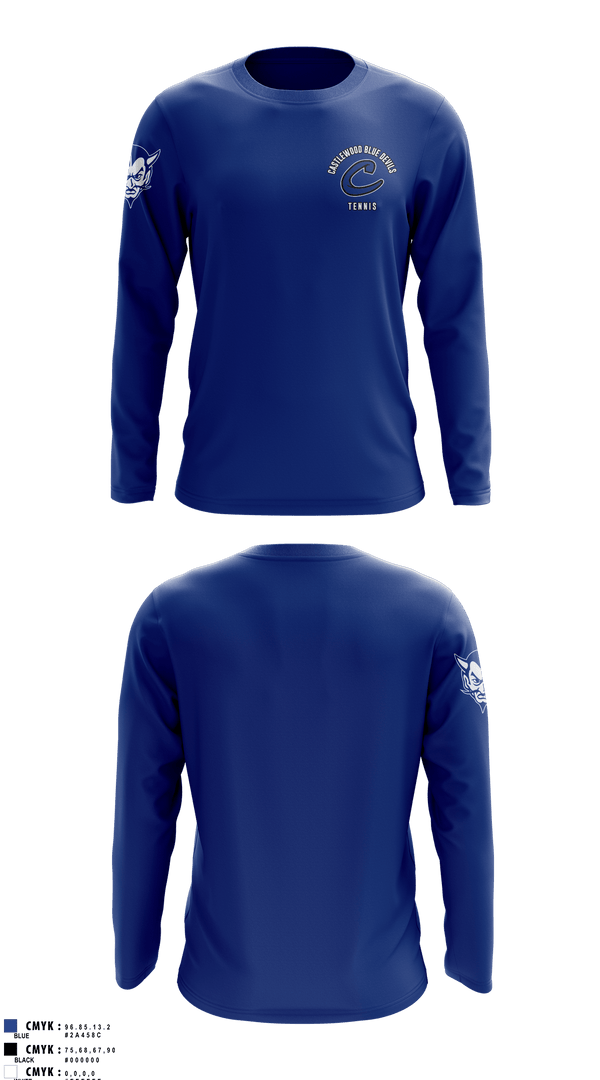 Long Sleeve Performance Shirt, Castlewood Blue Devils, Tennis, Teamtime, Team time, sublimation, custom sports apparel, team uniforms, spirit wear, spiritwear, sports uniforms, custom shirts, team store, custom team store, fundraiser sports, apparel fundraiser