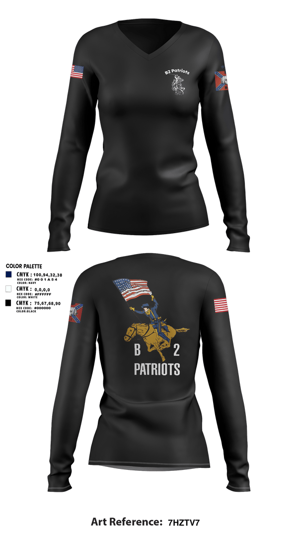Womens Long Sleeve Vneck Shirt, B2 Patriots sports, Army, Teamtime, Team time, sublimation, custom sports apparel, team uniforms, spirit wear, spiritwear, sports uniforms, custom shirts, team store, custom team store, fundraiser sports, apparel fundraiser