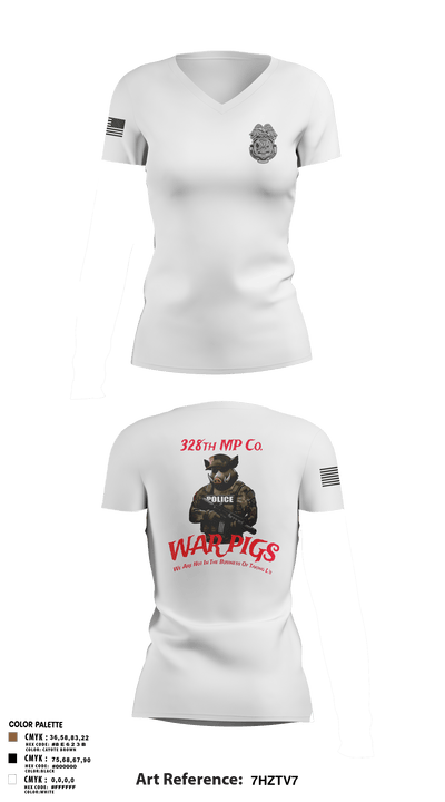 328th MP Co. 60323681 Women's Short Sleeve V-neck Shirt - 2