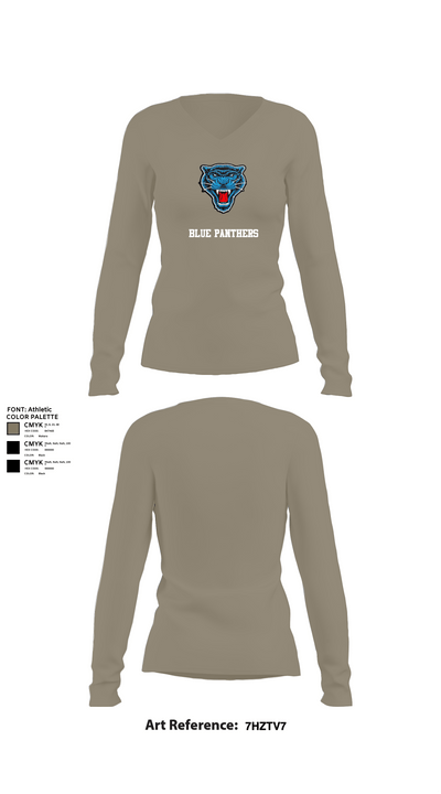 Blue Panthers 97909853 Women's Long Sleeve V-neck Shirt - 62