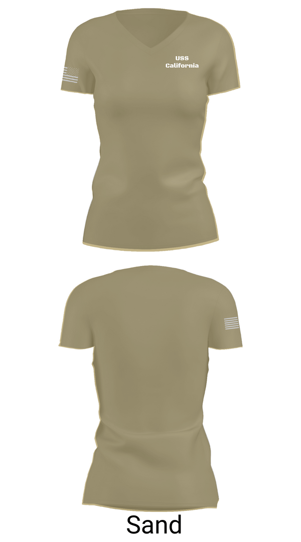 Womens Short Sleeve Vneck Shirt, USS California, , Teamtime, Team time, sublimation, custom sports apparel, team uniforms, spirit wear, spiritwear, sports uniforms, custom shirts, team store, custom team store, fundraiser sports, apparel fundraiser