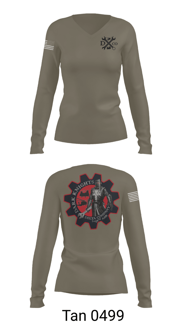Womens Long Sleeve Vneck Shirt, D Co. 2-158th AHB, , Teamtime, Team time, sublimation, custom sports apparel, team uniforms, spirit wear, spiritwear, sports uniforms, custom shirts, team store, custom team store, fundraiser sports, apparel fundraiser