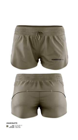 Womens Shorts, Generation 13, , Teamtime, Team time, sublimation, custom sports apparel, team uniforms, spirit wear, spiritwear, sports uniforms, custom shirts, team store, custom team store, fundraiser sports, apparel fundraiser