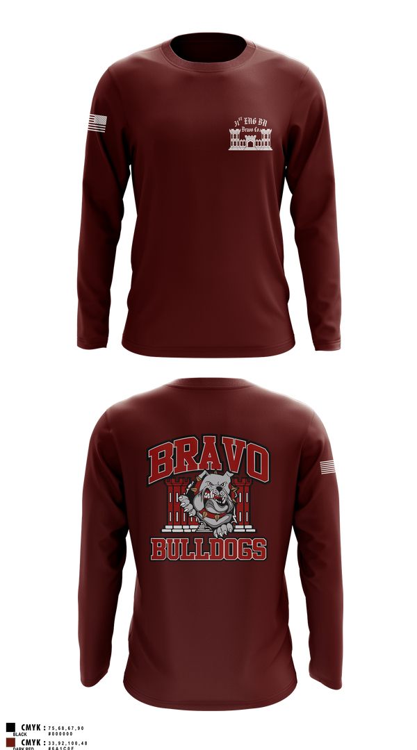 Long Sleeve Performance Shirt, Bravo Company “Bulldogs” 31st Engineer Battalion, , Teamtime, Team time, sublimation, custom sports apparel, team uniforms, spirit wear, spiritwear, sports uniforms, custom shirts, team store, custom team store, fundraiser sports, apparel fundraiser