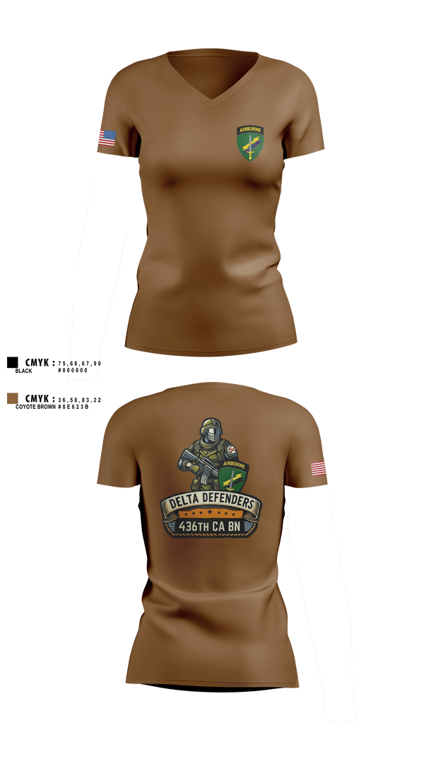Womens Short Sleeve Vneck Shirt, D Co 436th CA BN, , Teamtime, Team time, sublimation, custom sports apparel, team uniforms, spirit wear, spiritwear, sports uniforms, custom shirts, team store, custom team store, fundraiser sports, apparel fundraiser