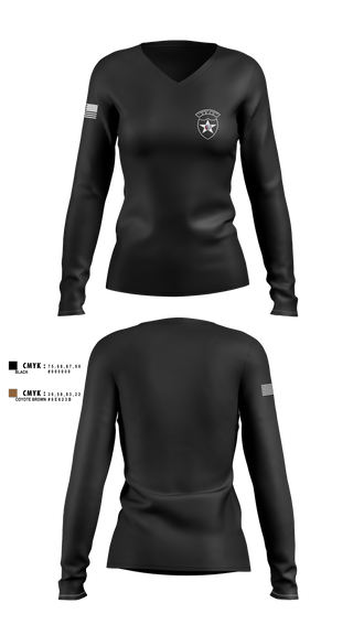Womens Long Sleeve Vneck Shirt, 2ID, Army, Teamtime, Team time, sublimation, custom sports apparel, team uniforms, spirit wear, spiritwear, sports uniforms, custom shirts, team store, custom team store, fundraiser sports, apparel fundraiser