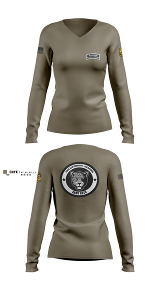 Womens Long Sleeve Vneck Shirt, TAMUSA ROTC, Army, Teamtime, Team time, sublimation, custom sports apparel, team uniforms, spirit wear, spiritwear, sports uniforms, custom shirts, team store, custom team store, fundraiser sports, apparel fundraiser