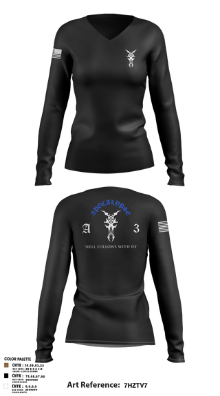Womens Long Sleeve Vneck Shirt, Apocalypse Platoon, , Teamtime, Team time, sublimation, custom sports apparel, team uniforms, spirit wear, spiritwear, sports uniforms, custom shirts, team store, custom team store, fundraiser sports, apparel fundraiser