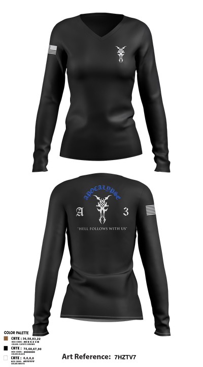 Apocalypse Platoon 49394201 Women's Long Sleeve V-neck Shirt - 107