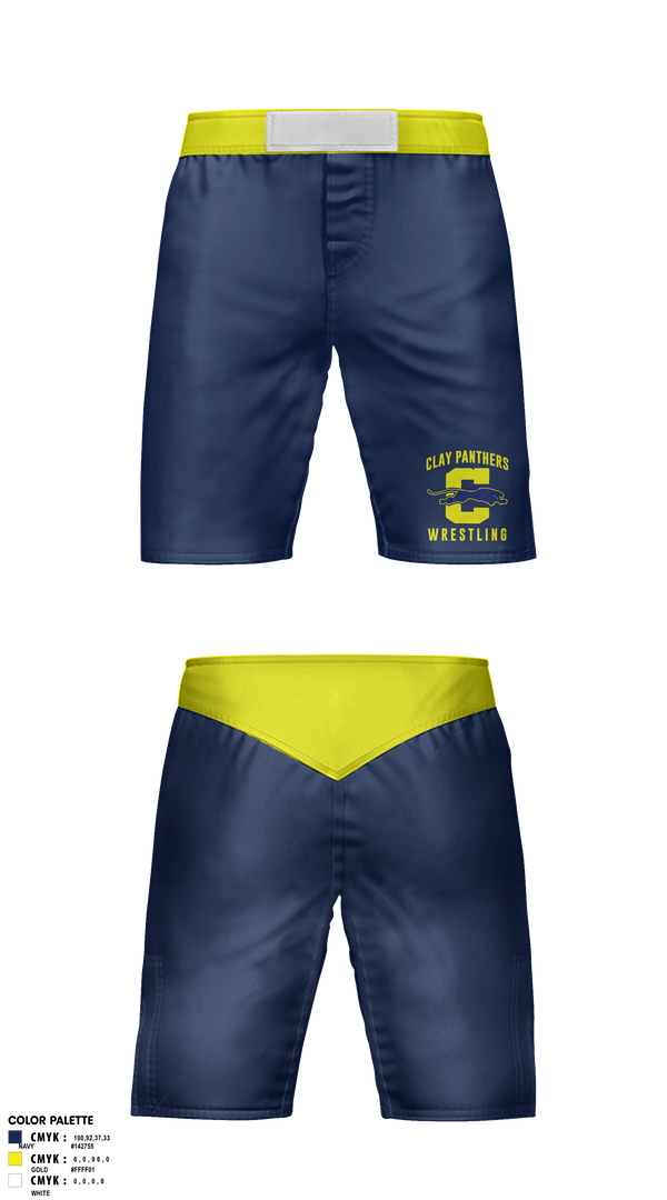 Fight Shorts, Clay Panthers, Wrestling, Teamtime, Team time, sublimation, custom sports apparel, team uniforms, spirit wear, spiritwear, sports uniforms, custom shirts, team store, custom team store, fundraiser sports, apparel fundraiser