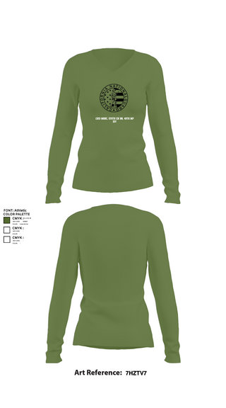 Womens Long Sleeve Vneck Shirt, 132d MRBC, 579th EN BN, 49th MP DIV, , Teamtime, Team time, sublimation, custom sports apparel, team uniforms, spirit wear, spiritwear, sports uniforms, custom shirts, team store, custom team store, fundraiser sports, apparel fundraiser