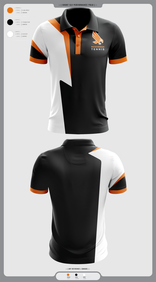 Short Sleeve Performance Polo, Mcdonogh Boys Tennis, Tennis, Teamtime, Team time, sublimation, custom sports apparel, team uniforms, spirit wear, spiritwear, sports uniforms, custom shirts, team store, custom team store, fundraiser sports, apparel fundraiser