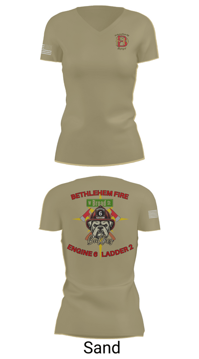 Bethlehem Fire Department E6/L2 76830300 Women's Short Sleeve V-neck Shirt - 88