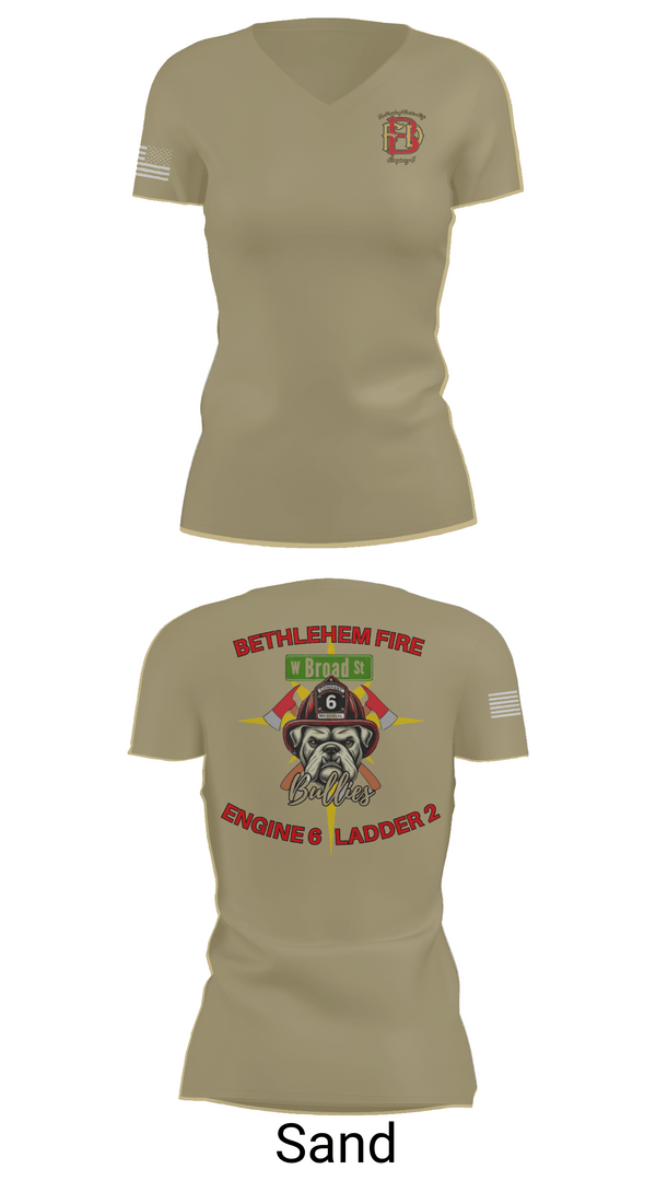 Womens Short Sleeve Vneck Shirt, Bethlehem Fire Department E6/L2, , Teamtime, Team time, sublimation, custom sports apparel, team uniforms, spirit wear, spiritwear, sports uniforms, custom shirts, team store, custom team store, fundraiser sports, apparel fundraiser