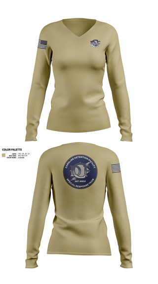 Womens Long Sleeve Vneck Shirt, Caroline Detention Facility, , Teamtime, Team time, sublimation, custom sports apparel, team uniforms, spirit wear, spiritwear, sports uniforms, custom shirts, team store, custom team store, fundraiser sports, apparel fundraiser