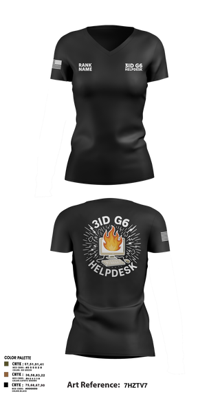 Womens Short Sleeve Vneck Shirt, 3ID G6 Helpdesk, , Teamtime, Team time, sublimation, custom sports apparel, team uniforms, spirit wear, spiritwear, sports uniforms, custom shirts, team store, custom team store, fundraiser sports, apparel fundraiser