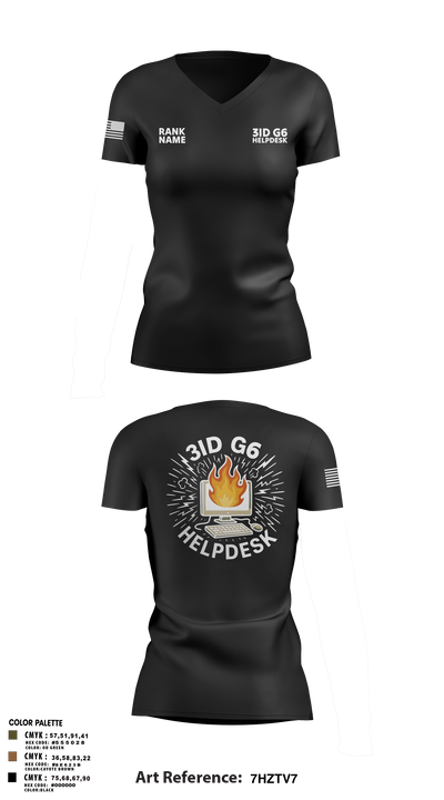 3ID G6 Helpdesk 95393067 Women's Short Sleeve V-neck Shirt - 107