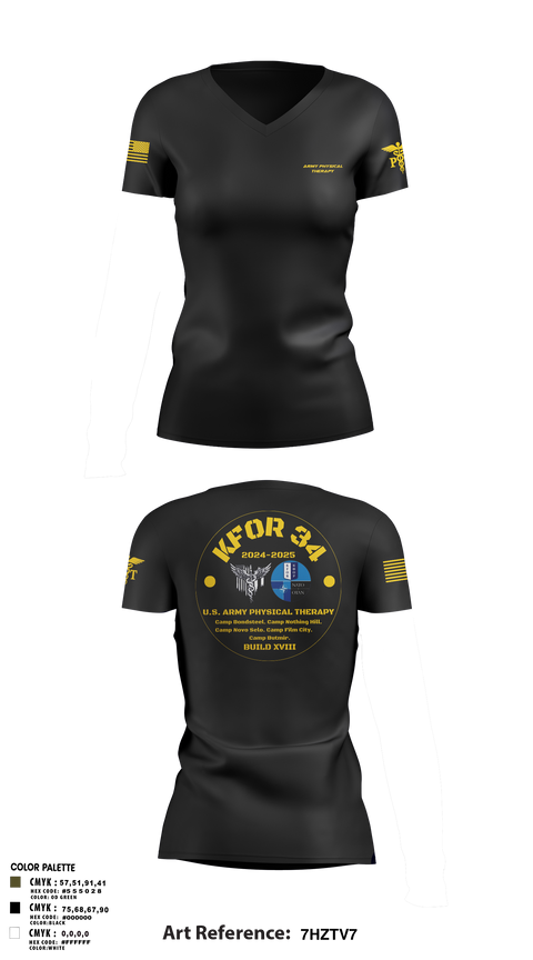 Womens Short Sleeve Vneck Shirt, KFOR34 Physical Therapy, Army, Teamtime, Team time, sublimation, custom sports apparel, team uniforms, spirit wear, spiritwear, sports uniforms, custom shirts, team store, custom team store, fundraiser sports, apparel fundraiser