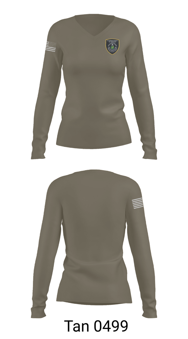 Womens Long Sleeve Vneck Shirt, D.O.E. Protective Force, , Teamtime, Team time, sublimation, custom sports apparel, team uniforms, spirit wear, spiritwear, sports uniforms, custom shirts, team store, custom team store, fundraiser sports, apparel fundraiser
