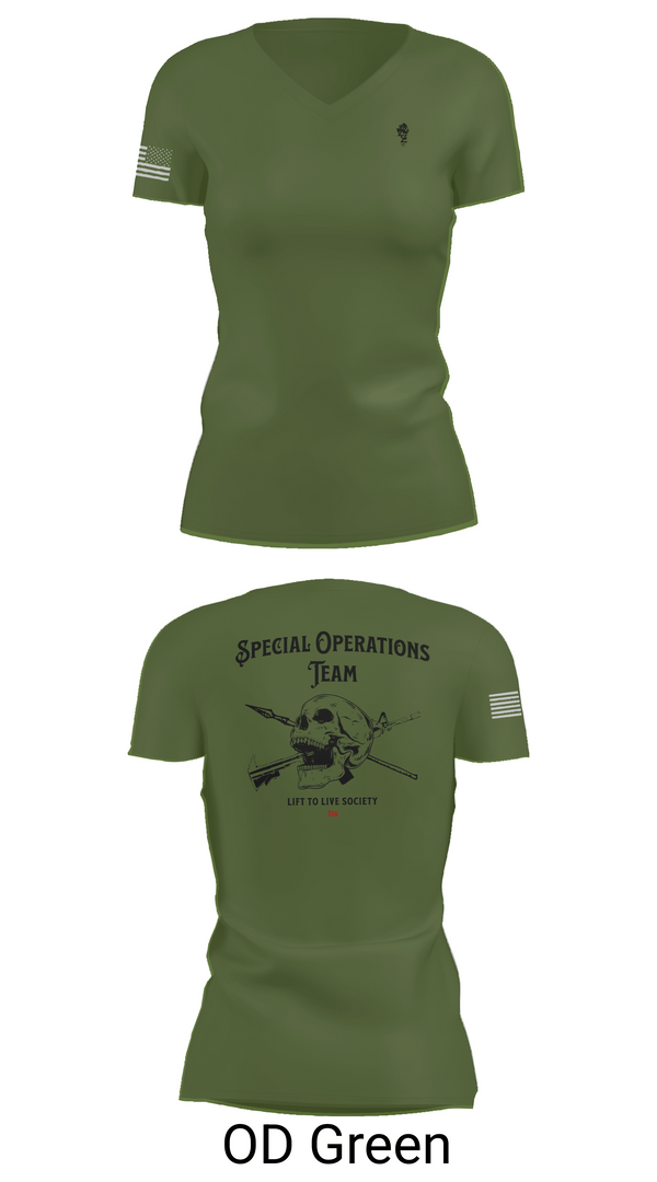 Womens Short Sleeve Vneck Shirt, Special Operations Team, , Teamtime, Team time, sublimation, custom sports apparel, team uniforms, spirit wear, spiritwear, sports uniforms, custom shirts, team store, custom team store, fundraiser sports, apparel fundraiser