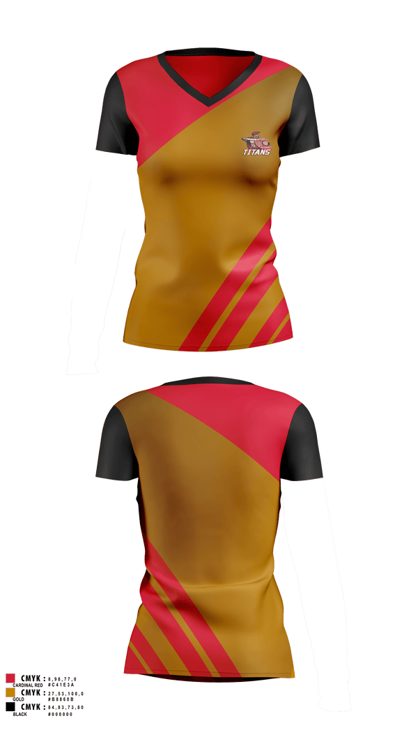 Womens Short Sleeve Vneck Shirt, Cesar Chavez Titans Tennis, Tennis, Teamtime, Team time, sublimation, custom sports apparel, team uniforms, spirit wear, spiritwear, sports uniforms, custom shirts, team store, custom team store, fundraiser sports, apparel fundraiser