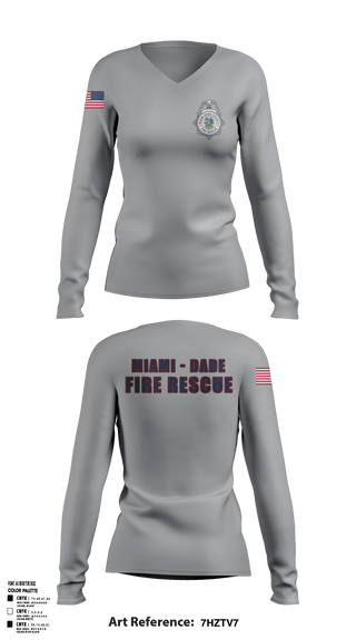 Womens Long Sleeve Vneck Shirt, Miami Dade Fire Rescue, , Teamtime, Team time, sublimation, custom sports apparel, team uniforms, spirit wear, spiritwear, sports uniforms, custom shirts, team store, custom team store, fundraiser sports, apparel fundraiser