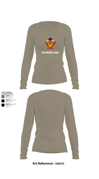 USA MEDDAC KAHC 77066596 Women's Long Sleeve V-neck Shirt - 62