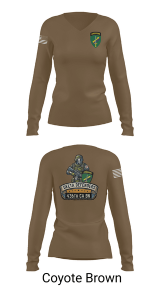 Womens Long Sleeve Vneck Shirt, D Co 436th CA BN, , Teamtime, Team time, sublimation, custom sports apparel, team uniforms, spirit wear, spiritwear, sports uniforms, custom shirts, team store, custom team store, fundraiser sports, apparel fundraiser