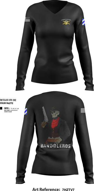 Womens Long Sleeve Vneck Shirt, Bandoleros, , Teamtime, Team time, sublimation, custom sports apparel, team uniforms, spirit wear, spiritwear, sports uniforms, custom shirts, team store, custom team store, fundraiser sports, apparel fundraiser