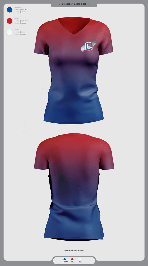 Womens Short Sleeve Vneck Shirt, Cleveland Blue Raiders, Track & Field, Teamtime, Team time, sublimation, custom sports apparel, team uniforms, spirit wear, spiritwear, sports uniforms, custom shirts, team store, custom team store, fundraiser sports, apparel fundraiser