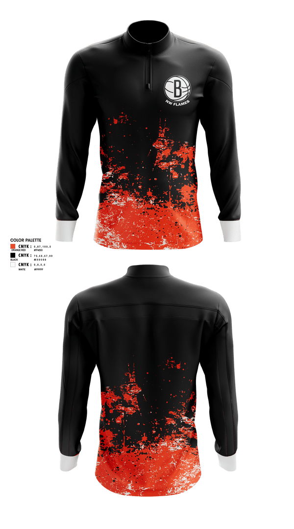 Quarter Zip Jacket, NW FLAMES, Men's Basketball, Teamtime, Team time, sublimation, custom sports apparel, team uniforms, spirit wear, spiritwear, sports uniforms, custom shirts, team store, custom team store, fundraiser sports, apparel fundraiser