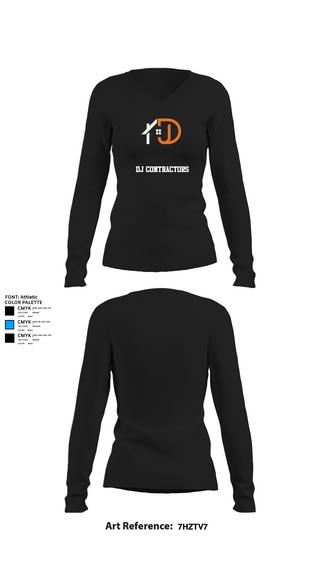 Womens Long Sleeve Vneck Shirt, DJ CONTRACTORS, , Teamtime, Team time, sublimation, custom sports apparel, team uniforms, spirit wear, spiritwear, sports uniforms, custom shirts, team store, custom team store, fundraiser sports, apparel fundraiser