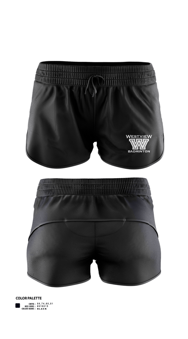 Womens Shorts, Westview Badminton, Spirit Store, Teamtime, Team time, sublimation, custom sports apparel, team uniforms, spirit wear, spiritwear, sports uniforms, custom shirts, team store, custom team store, fundraiser sports, apparel fundraiser