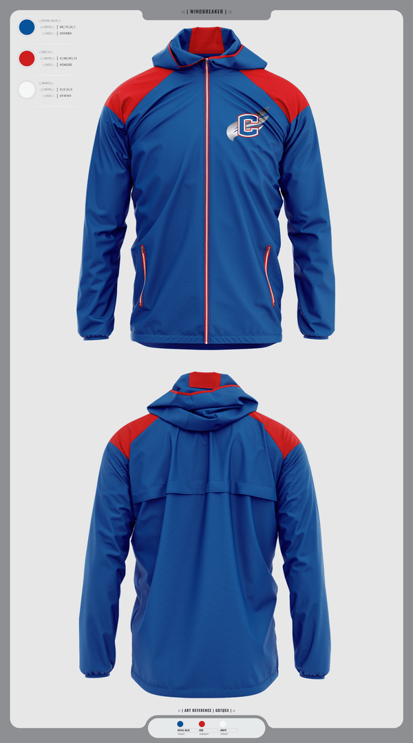 Windbreaker, Cleveland Blue Raiders, Track & Field, Teamtime, Team time, sublimation, custom sports apparel, team uniforms, spirit wear, spiritwear, sports uniforms, custom shirts, team store, custom team store, fundraiser sports, apparel fundraiser