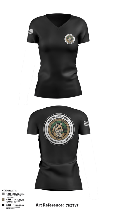 Maine Wildlife Transport 65150699 Women's Short Sleeve V-neck Shirt - 6
