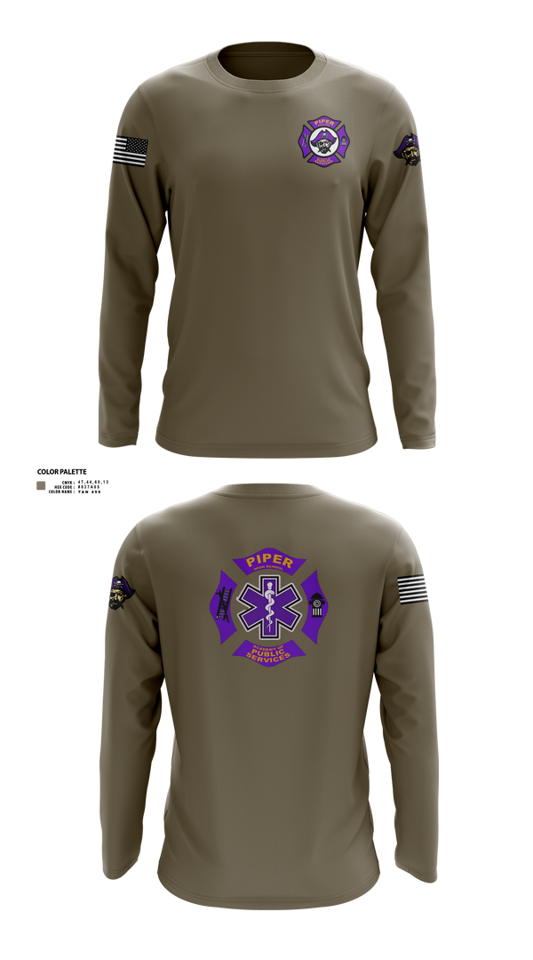 Long Sleeve Performance Shirt, Piper High School Public Services Academy, Fire Department, Teamtime, Team time, sublimation, custom sports apparel, team uniforms, spirit wear, spiritwear, sports uniforms, custom shirts, team store, custom team store, fundraiser sports, apparel fundraiser