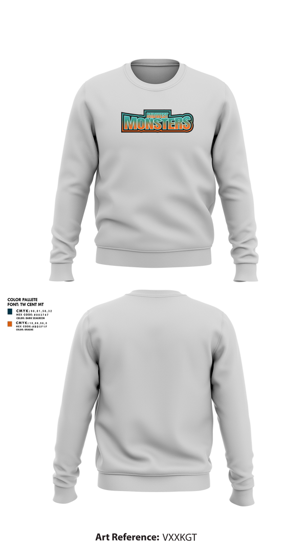 Crew Neck Sweatshirt, Midwest Monsters, Men's Basketball, Teamtime, Team time, sublimation, custom sports apparel, team uniforms, spirit wear, spiritwear, sports uniforms, custom shirts, team store, custom team store, fundraiser sports, apparel fundraiser