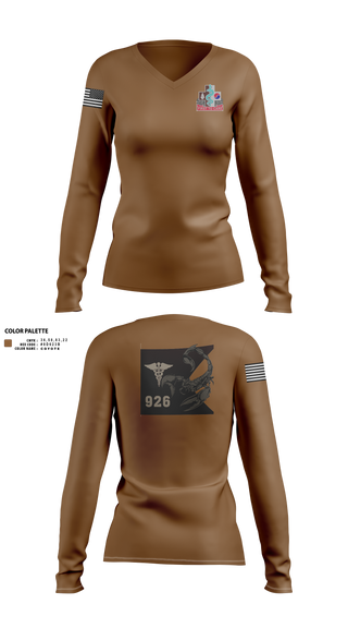 Womens Long Sleeve Vneck Shirt, 926 PM, Army, Teamtime, Team time, sublimation, custom sports apparel, team uniforms, spirit wear, spiritwear, sports uniforms, custom shirts, team store, custom team store, fundraiser sports, apparel fundraiser