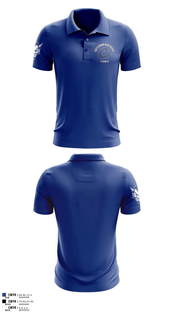 Short Sleeve Performance Polo, Castlewood Blue Devils, Tennis, Teamtime, Team time, sublimation, custom sports apparel, team uniforms, spirit wear, spiritwear, sports uniforms, custom shirts, team store, custom team store, fundraiser sports, apparel fundraiser