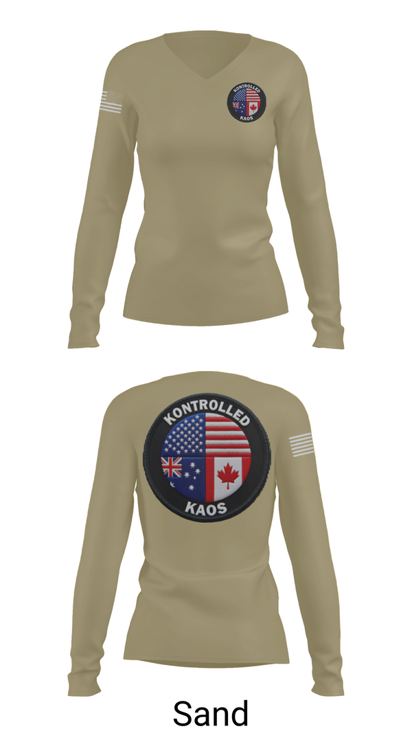 Womens Long Sleeve Vneck Shirt, Kontrolled Kaos, E-Sports, Teamtime, Team time, sublimation, custom sports apparel, team uniforms, spirit wear, spiritwear, sports uniforms, custom shirts, team store, custom team store, fundraiser sports, apparel fundraiser