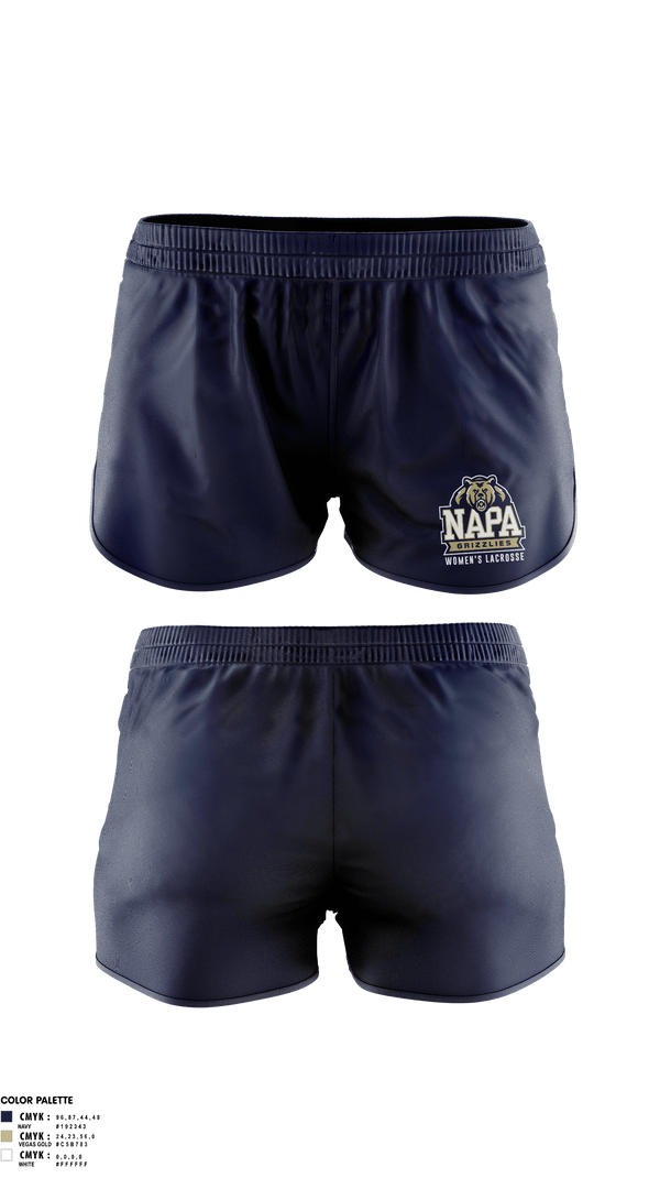 Womens Shorts, Napa Grizzlies, Women's Lacrosse, Teamtime, Team time, sublimation, custom sports apparel, team uniforms, spirit wear, spiritwear, sports uniforms, custom shirts, team store, custom team store, fundraiser sports, apparel fundraiser