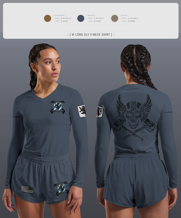 Womens Long Sleeve Vneck Shirt, 1-28 Infantry battalion, , Teamtime, Team time, sublimation, custom sports apparel, team uniforms, spirit wear, spiritwear, sports uniforms, custom shirts, team store, custom team store, fundraiser sports, apparel fundraiser